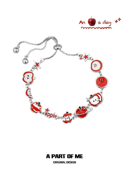 Apple Slice 18K Platinum Plating Apple & Star Slider Bracelet