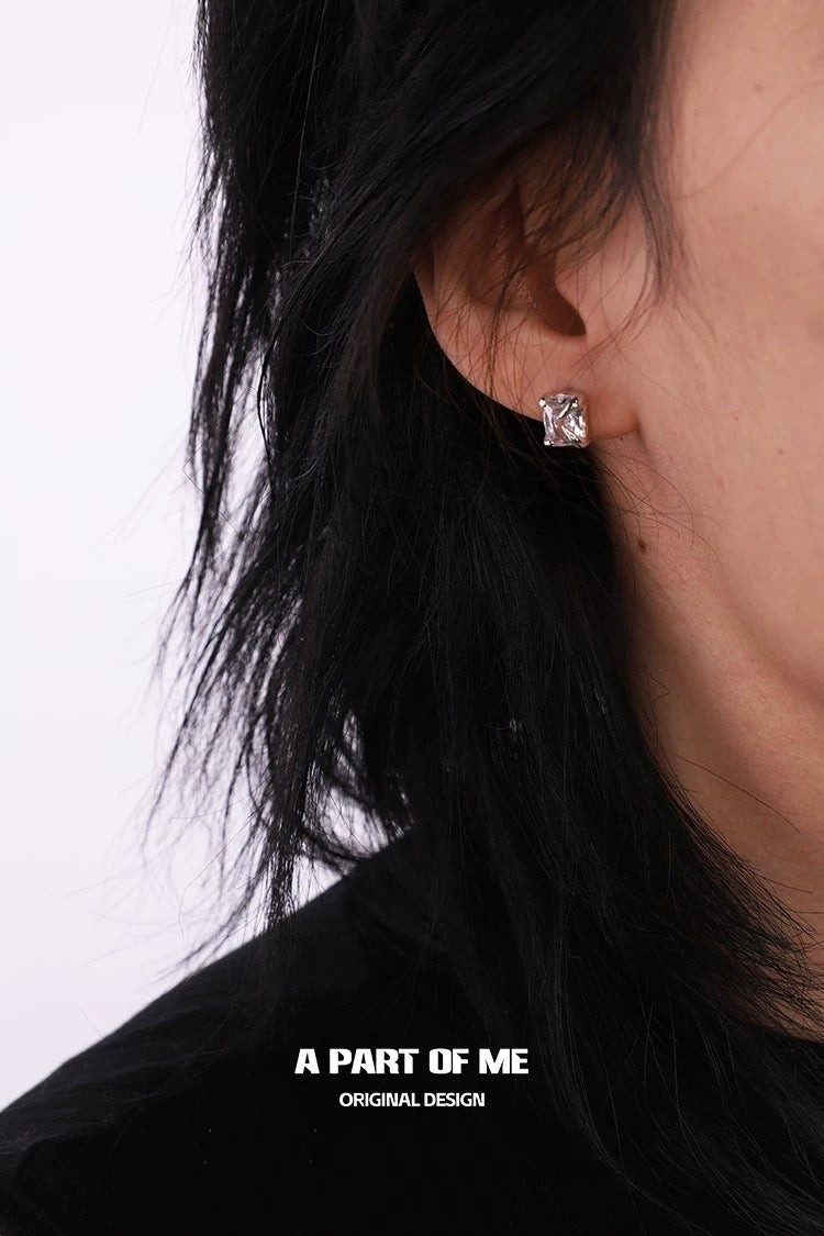 Touch S925 Sterling Silver Unisex Zircon Stud Earrings