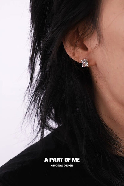 Touch S925 Sterling Silver Unisex Zircon Stud Earrings