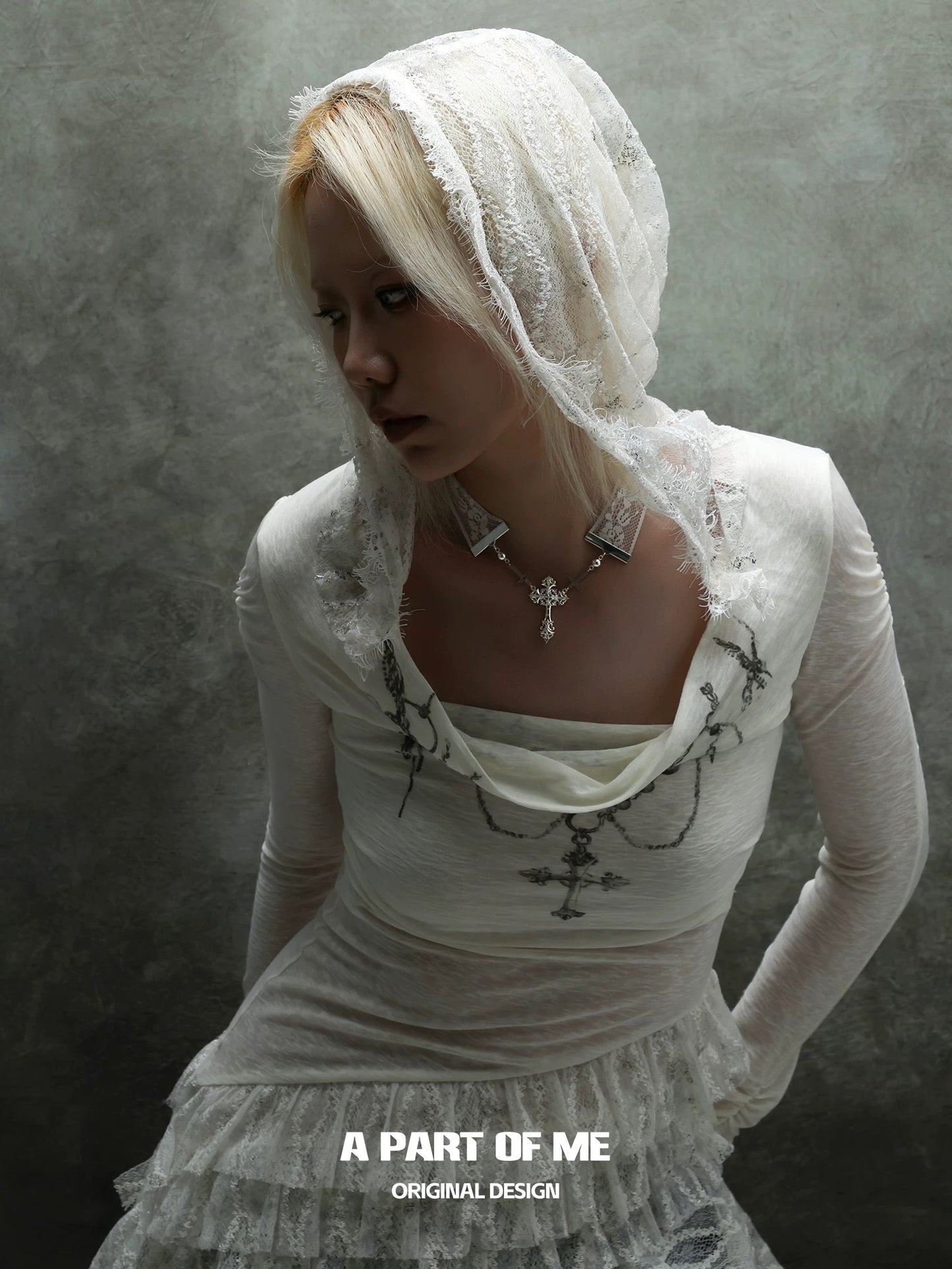 Dreaming in Lace 18K Platinum Plating Cross Choker