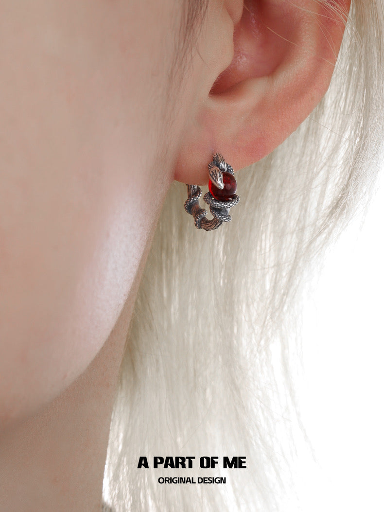Year of the Snake S925 Sterling Silver Snake Huggies Earrings