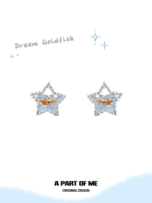 Dreamcore Goldfish 18K Platinum Plating Star Stud Earrings