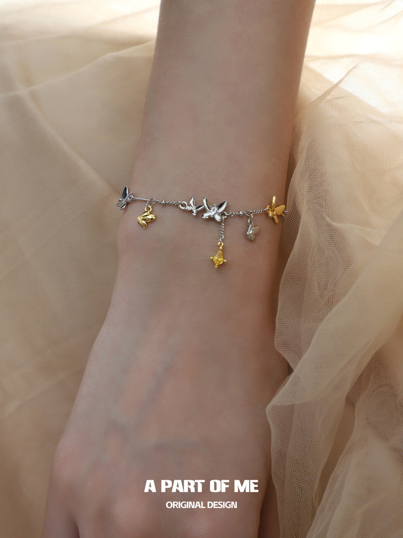 Flutter Essence S925 Sterling Silver 18K Yellow Gold Plating Butterfly Bracelet