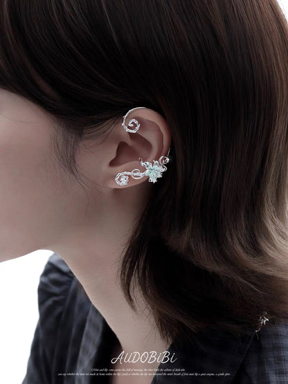 Dreamcore Lily 18K Platinum Plating Vine Asymmetry Ear Wraps