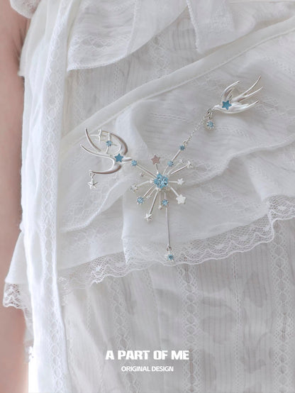 A Flight to Blue Firework 18K Platinum Plating Brooch