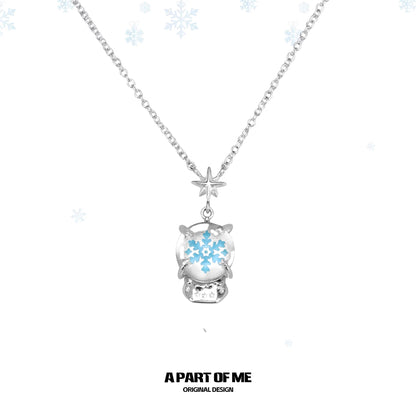 Snowflakes 18K Platinum Plating Crystal Ball Necklace Set