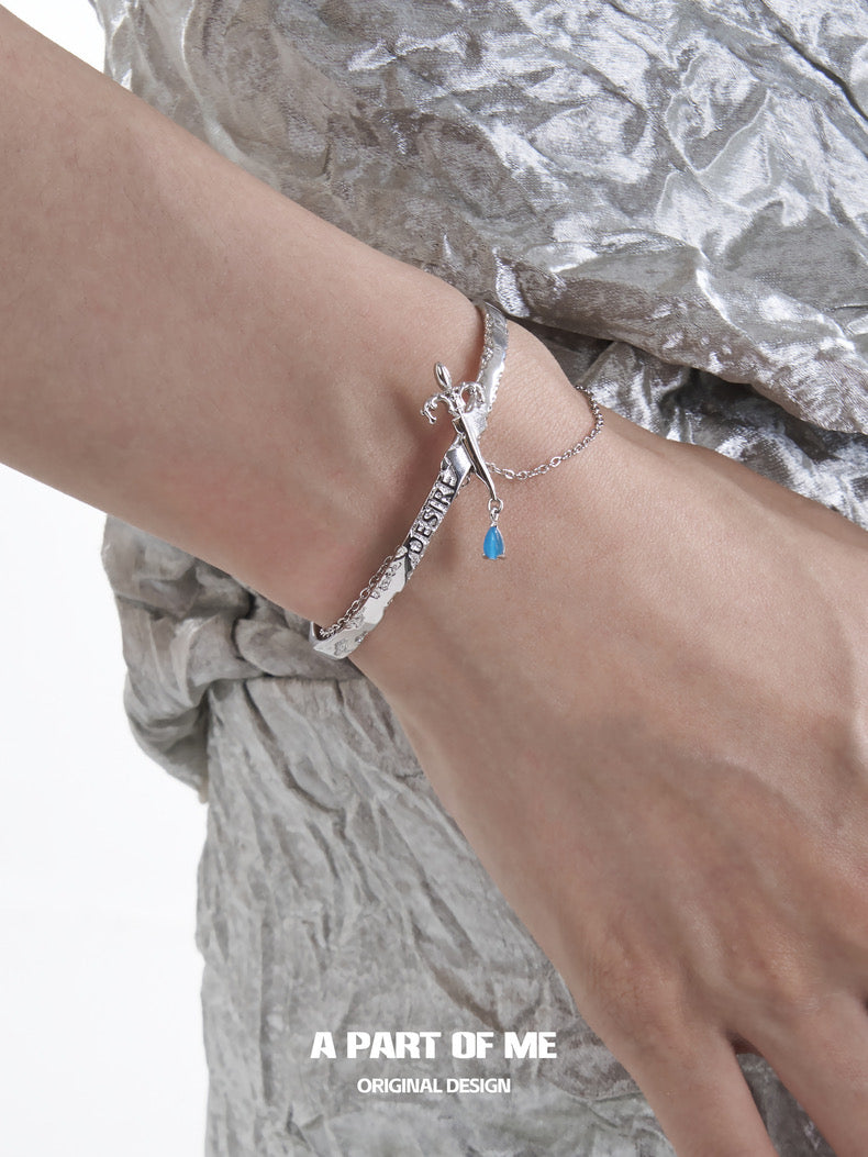 Guardian Sword 18K Platinum Plating Cat's Eye Stone Bangle