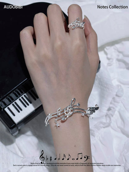 Melody Etude 18K Platinum Plating Sheet Music Angel Wings Bangle