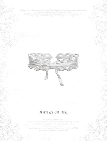 Dreaming in Lace 18K Platinum Plated S925 Silver Ribbon Bow Ring