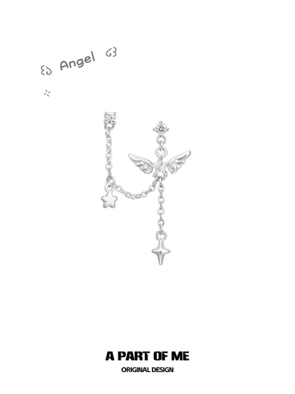 Angel Dream 18K Platinum Plating Angel Wings Double Lobe Earrings