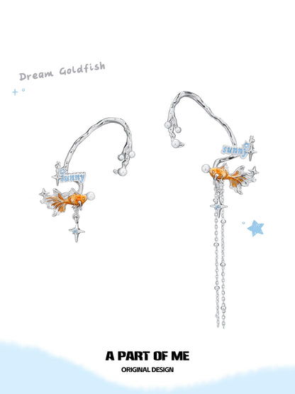 Dreamcore Goldfish 18K Platinum Plating Pearl Bubble Ear Wraps