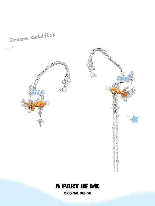 Dreamcore Goldfish 18K Platinum Plating Pearl Bubble Ear Wraps