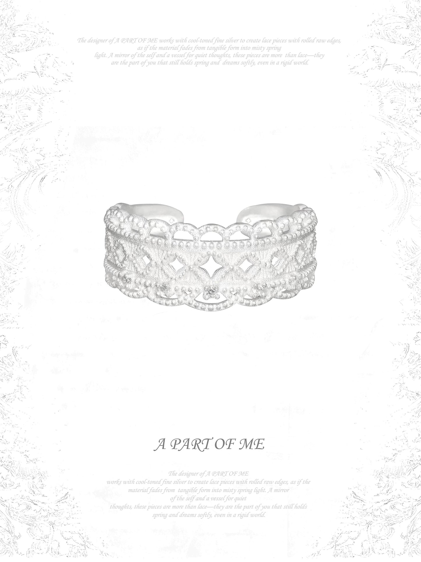 Dreaming in Lace 18K Platinum Plated S925 Silver Lace Ring