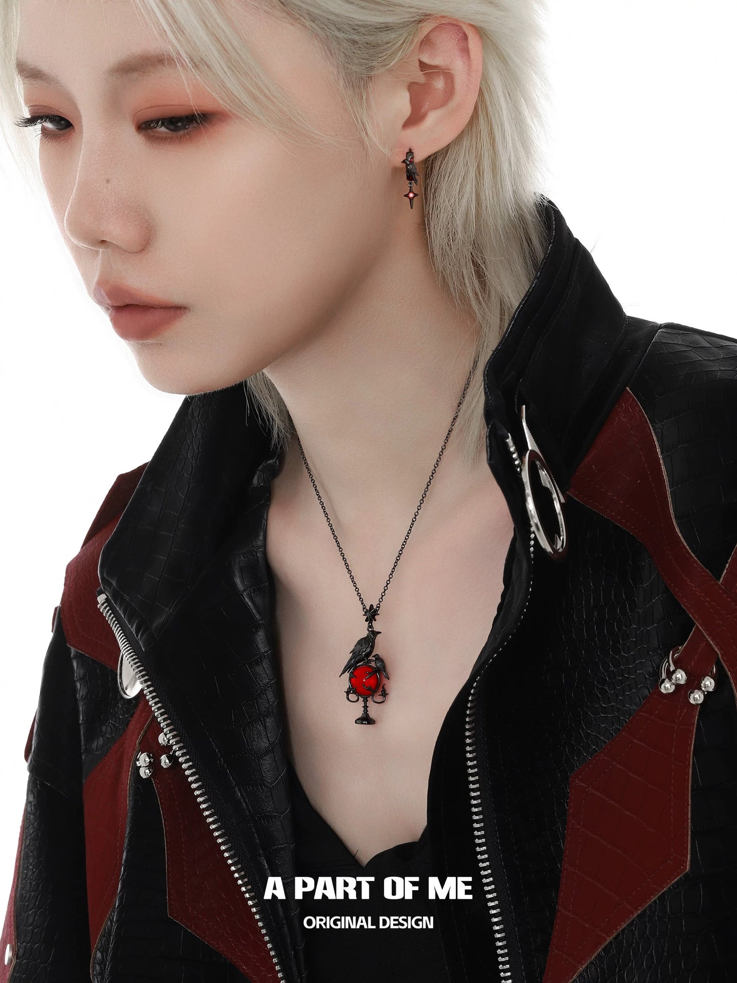 The Prophecy: Crow & Candelabra 18K Black Gold Plated Gothic Pendant Necklace