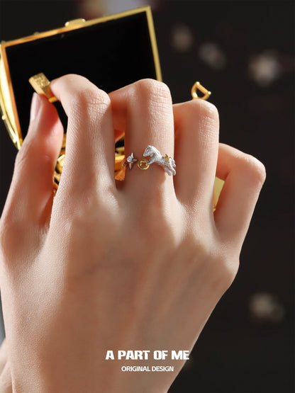 Year of the Horse S925 Sterling Silver Adjustable Ring