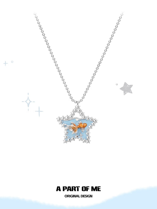Dreamcore Goldfish 18K Platinum Plating Star Y2K Necklace