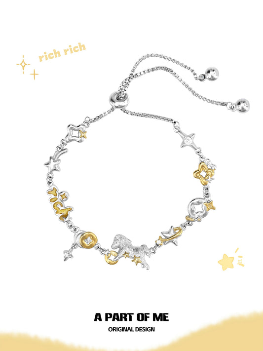 Year of the Horse 18K Platinum Plating Slider Bracelet