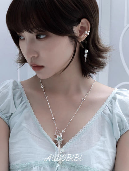 Dreamcore Lily 18K Platinum Plating Fairy Dangle Ear Cuffs