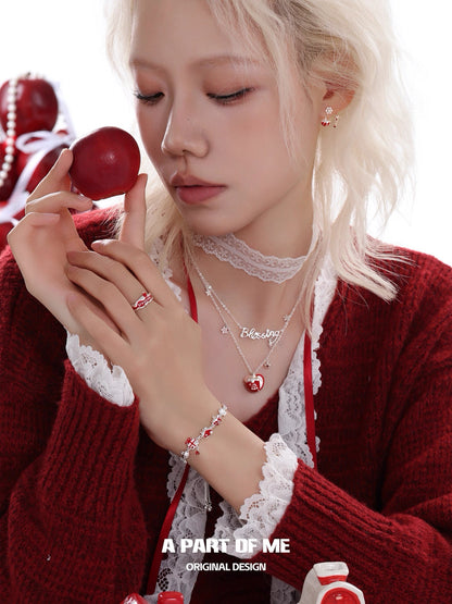 Snow Apple House 18K Platinum Plating Christmas Double Layer Necklace