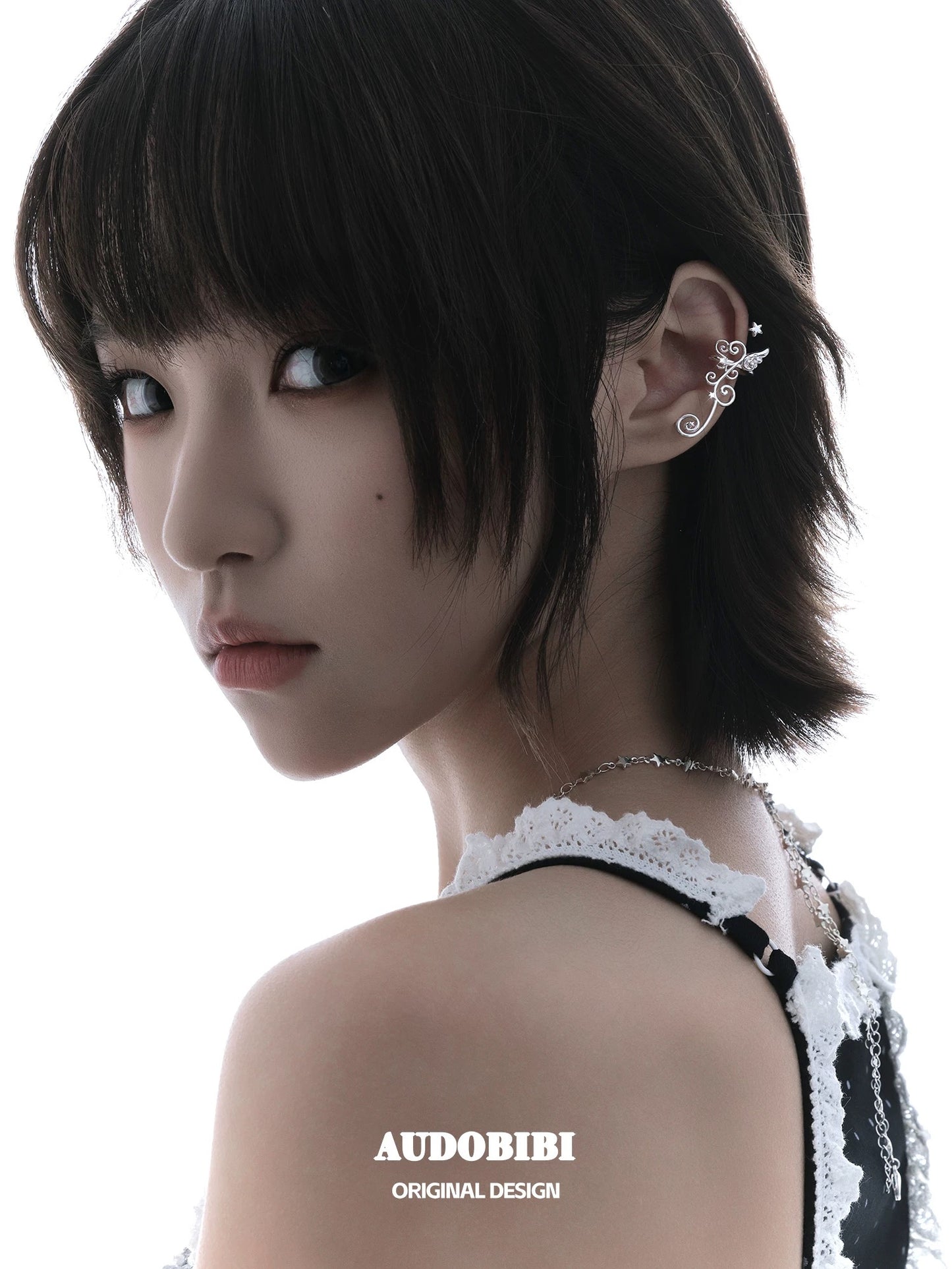 Melody Etude 18K Platinum Plating Silent Wings Earcuffs