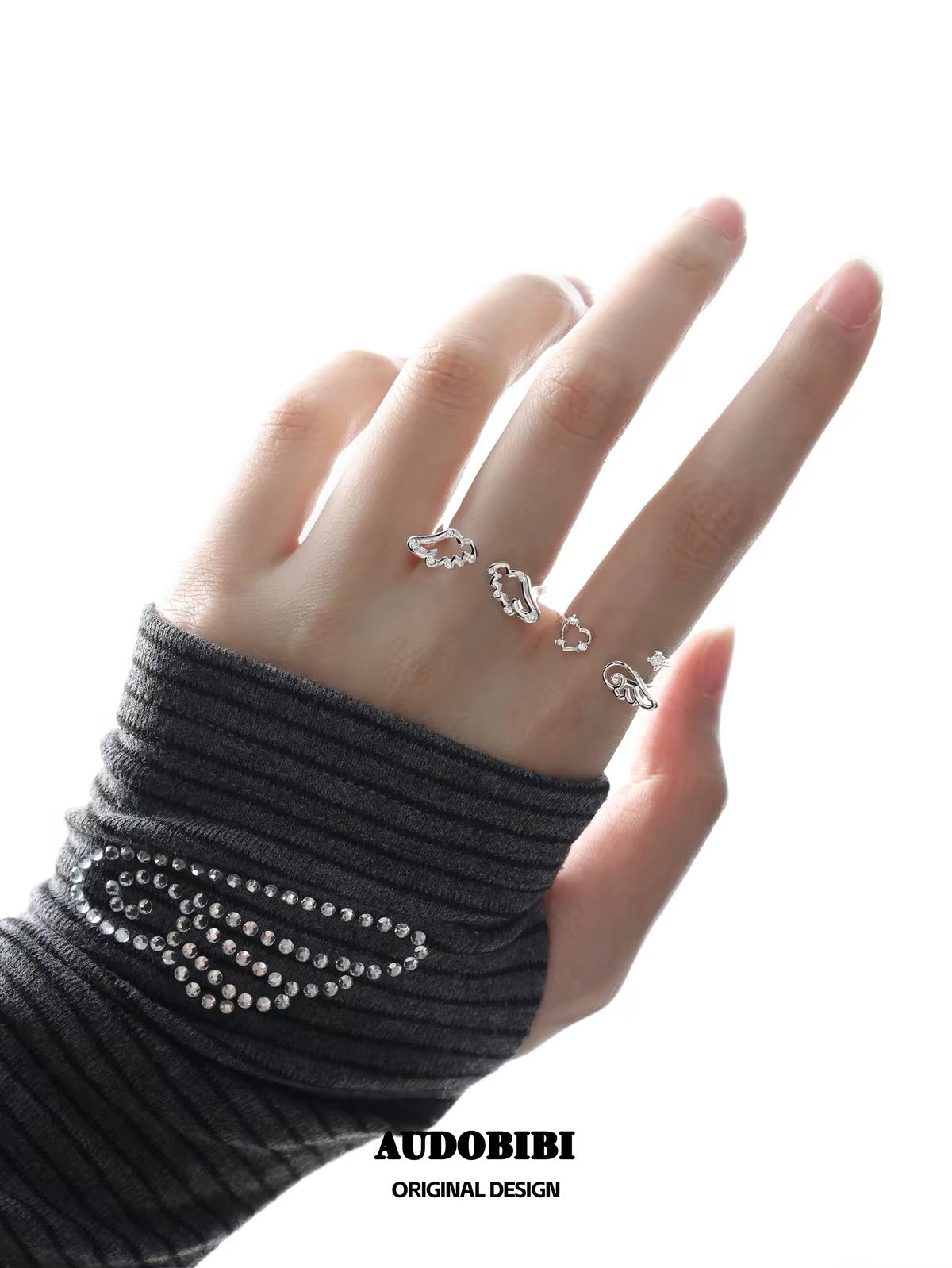 Judgement Angel S925 Sterling Silver Heart & Wings Rings