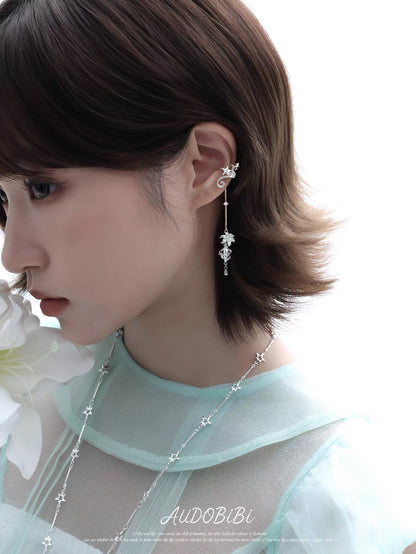 Dreamcore Lily 18K Platinum Plating Fairy Dangle Ear Cuffs