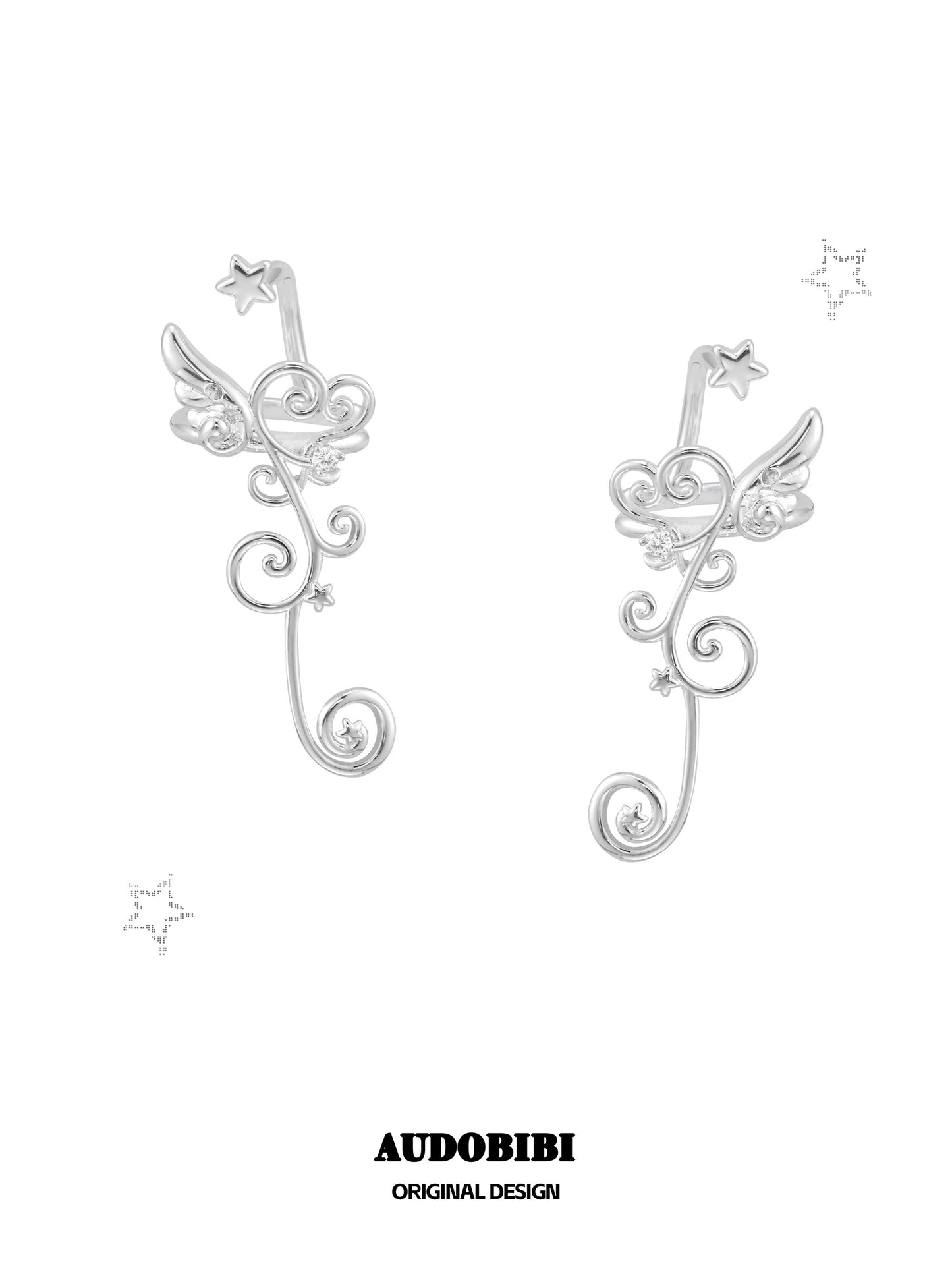 Melody Etude 18K Platinum Plating Silent Wings Earcuffs
