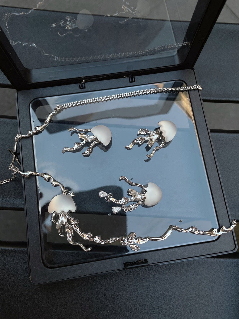 Jellyfish Bloom 18K Platinum Plating Earrings