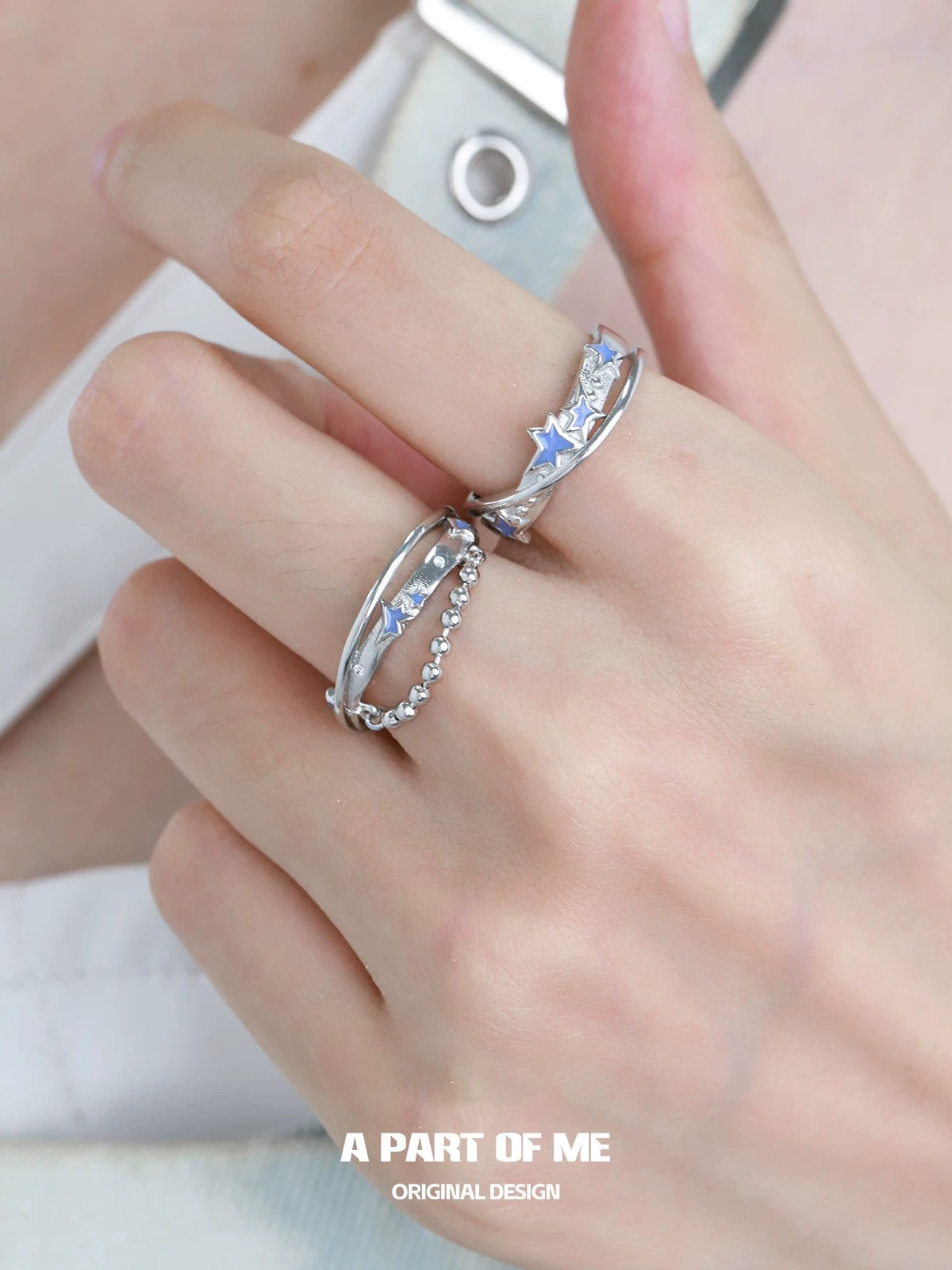 Blue Star S925 Sterling Silver Y2K Retro Rings
