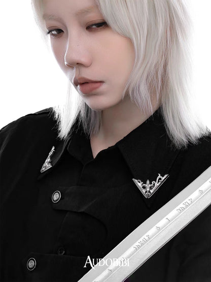 The Knight 18K Platinum Plating Fleur de lis Collar Tips
