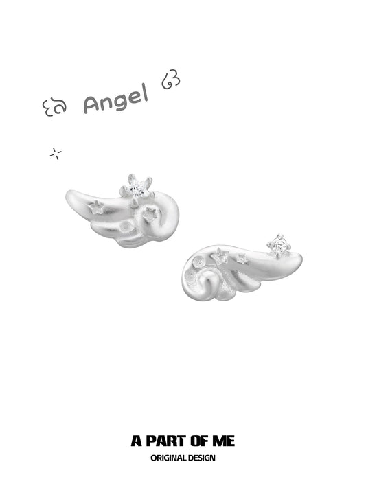 Angel Dream S925 Sterling Silver Mini Angel Wings Stud Earrings