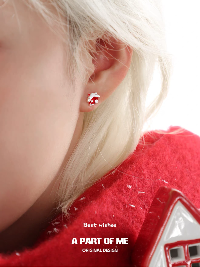 Snow Apple House 18K Platinum Plating Stud Earrings