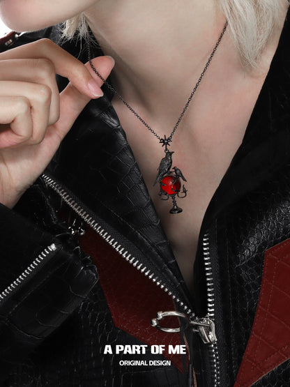 The Prophecy: Crow & Candelabra 18K Black Gold Plated Gothic Pendant Necklace