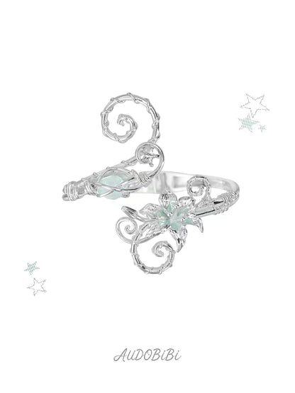 Dreamcore Lily Series 18K Platinum Plating Fluorite Vine Cuff Bracelet