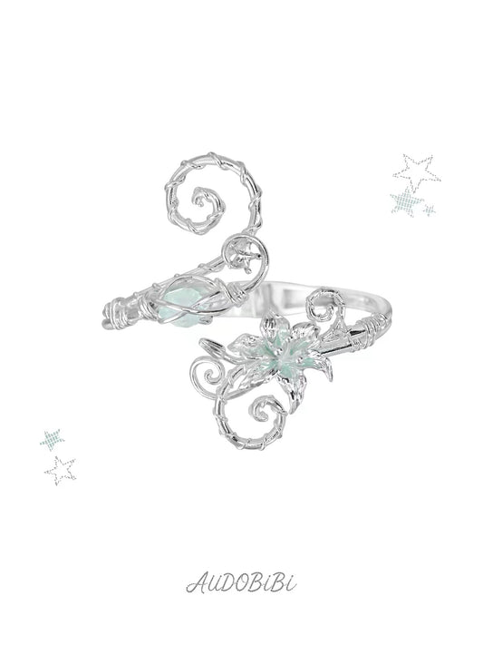 Dreamcore Lily Series 18K Platinum Plating Fluorite Vine Cuff Bracelet