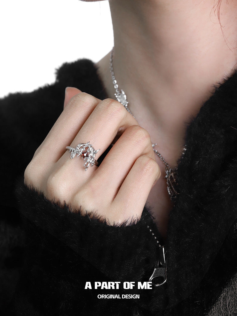 Butterfly Cage S925 Sterling Silver Adjustable Ring