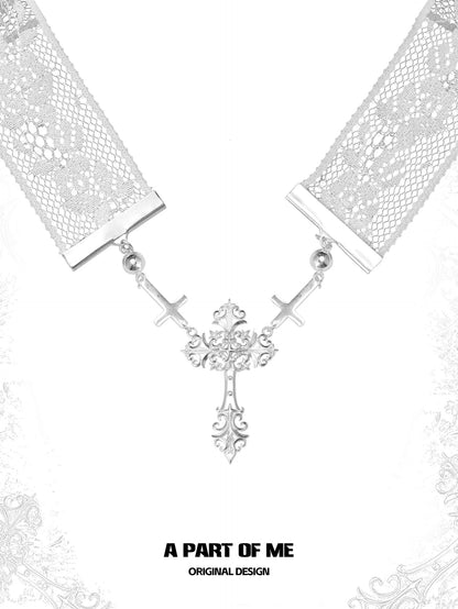 Dreaming in Lace 18K Platinum Plating Cross Choker