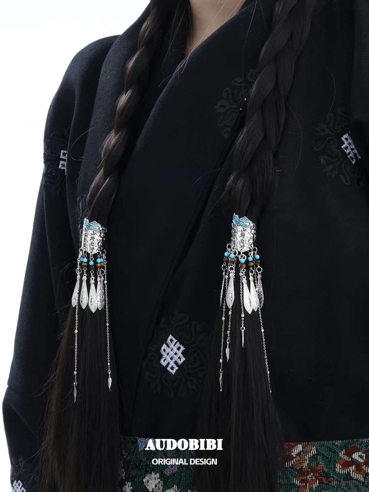 Plume Collection 18K Platinum Plating Tibetan Mountain Hair Holder (detachable tassel)