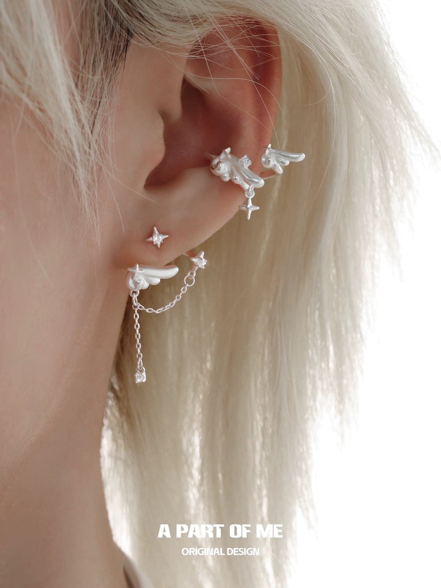 Angel Dream 18K Platinum Plating Angel Wing Earcuffs