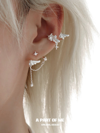 Angel Dream 18K Platinum Plating Angel Wing Earcuffs