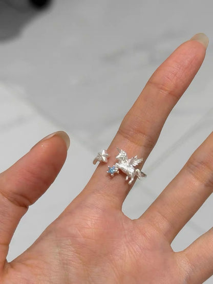 Unicorn Collection S925 Sterling Silver Adjustable Ring