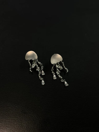 Jellyfish Bloom 18K Platinum Plating Earrings