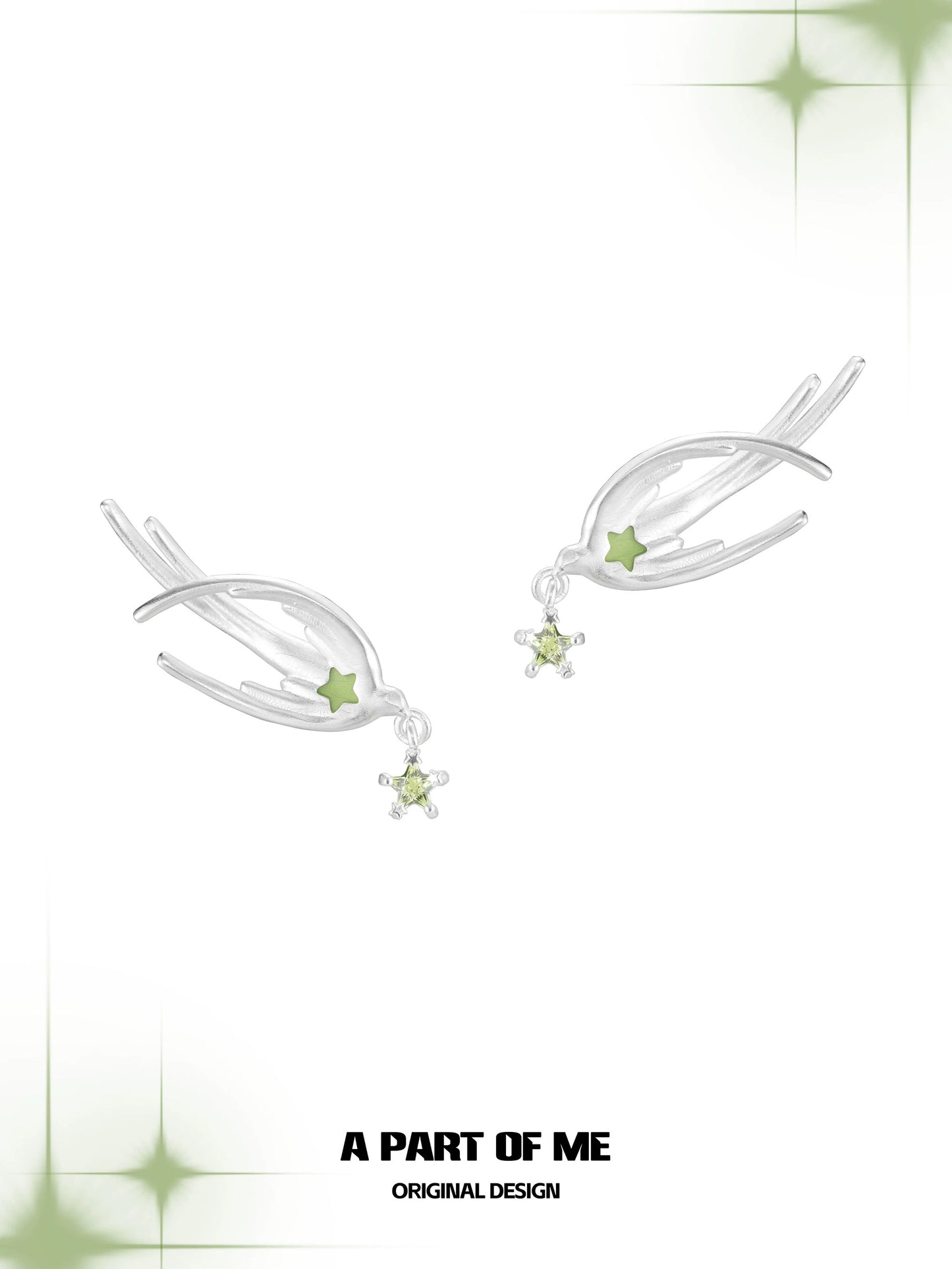Starlit Vitality 18K Platinum Plating Wings Stud Earrings