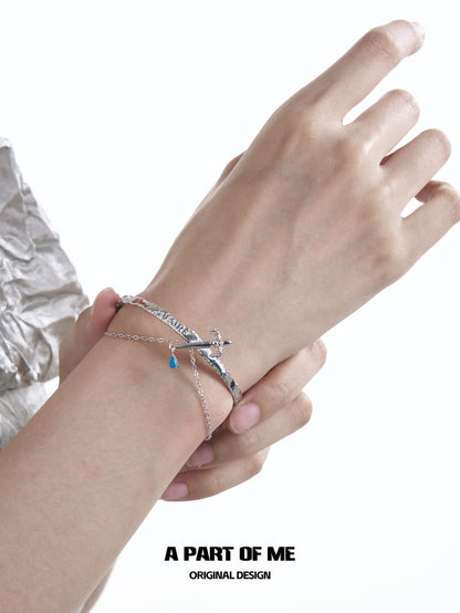 Guardian Sword 18K Platinum Plating Cat's Eye Stone Bangle