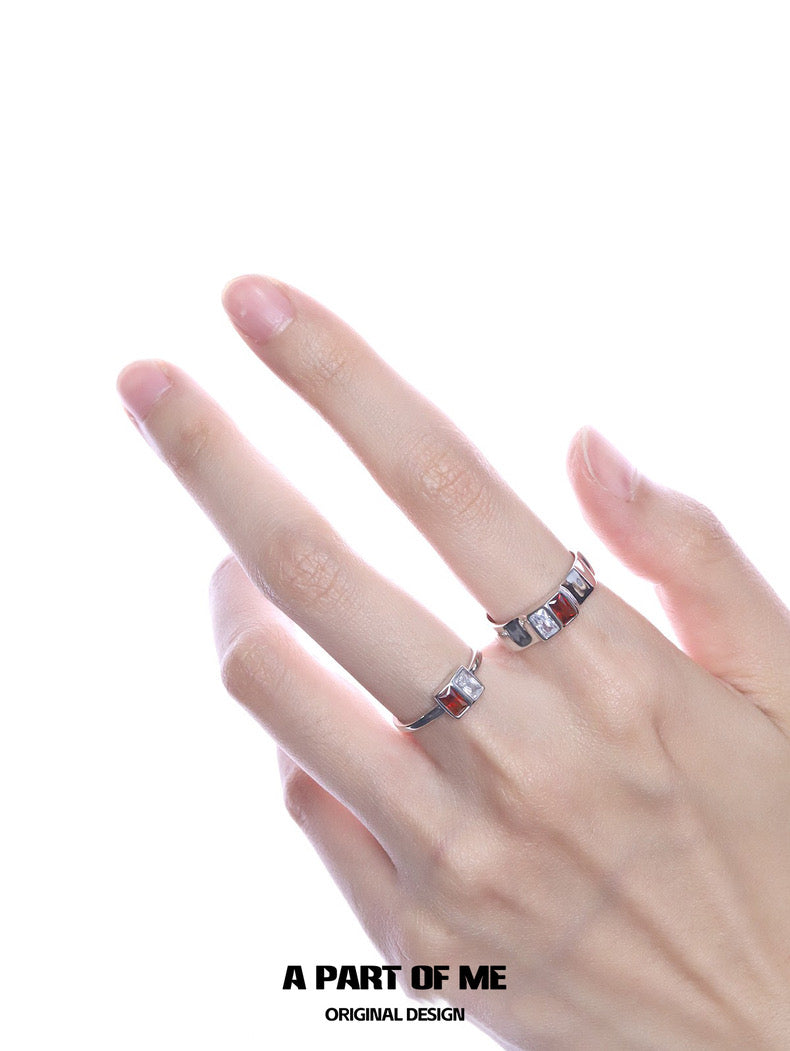 Dangerous Accomplice S925 Sterling Silver Red & White Zircon Ring