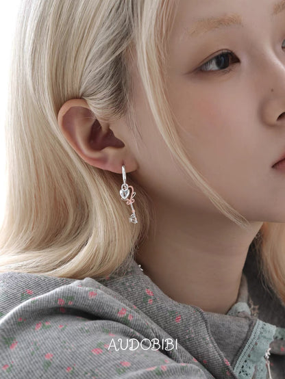 The Hidden Gate 18K Platinum Plating Lock & Key Huggie Earrings