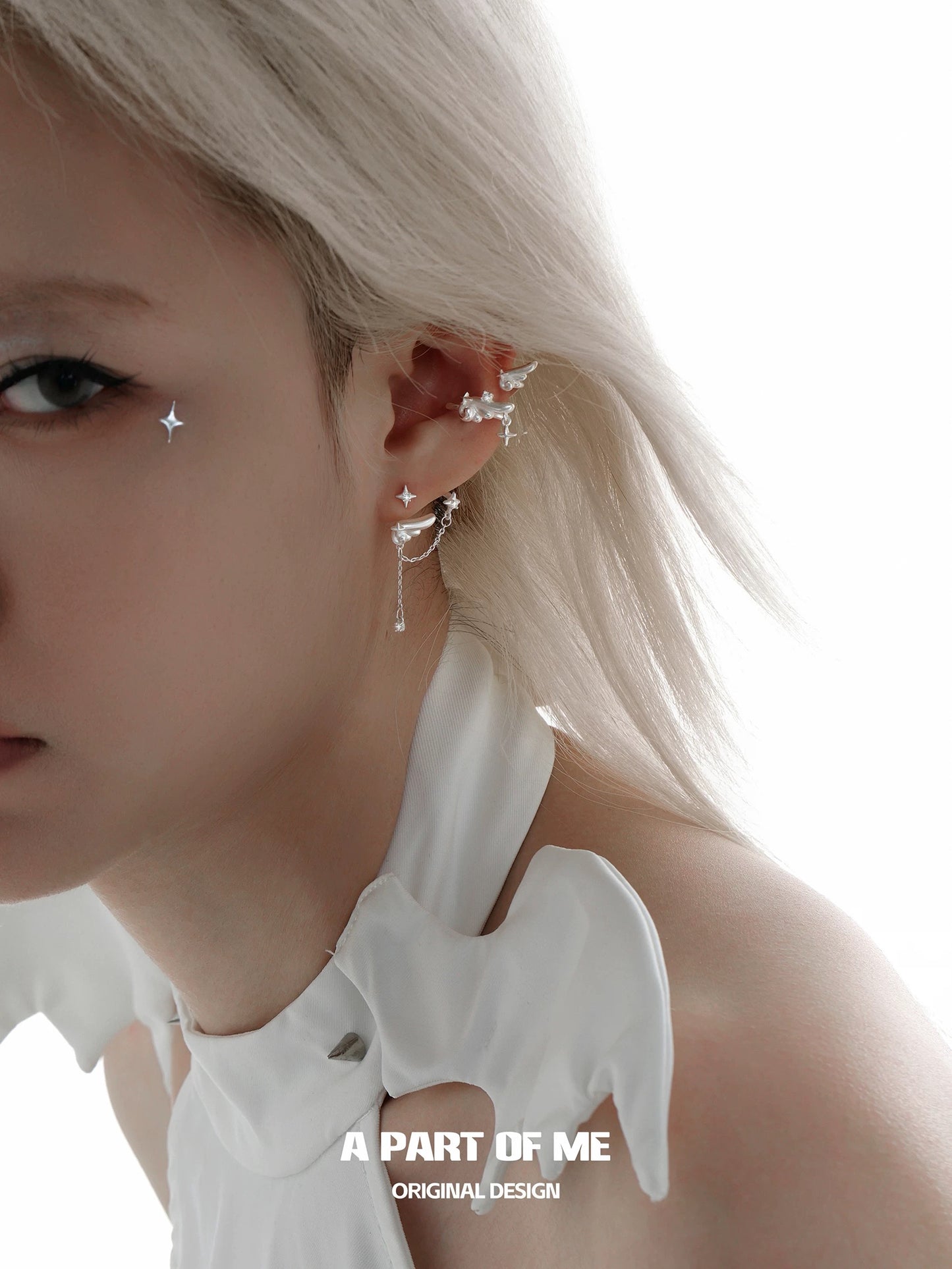 Angel Dream 18K Platinum Plating Angel Wing Detachable Earrings