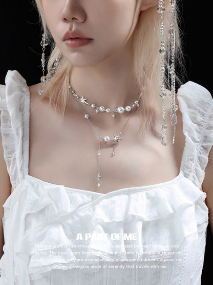 Corigami Era 18K Platinum Plating Paper Crane & Pearl Necklace