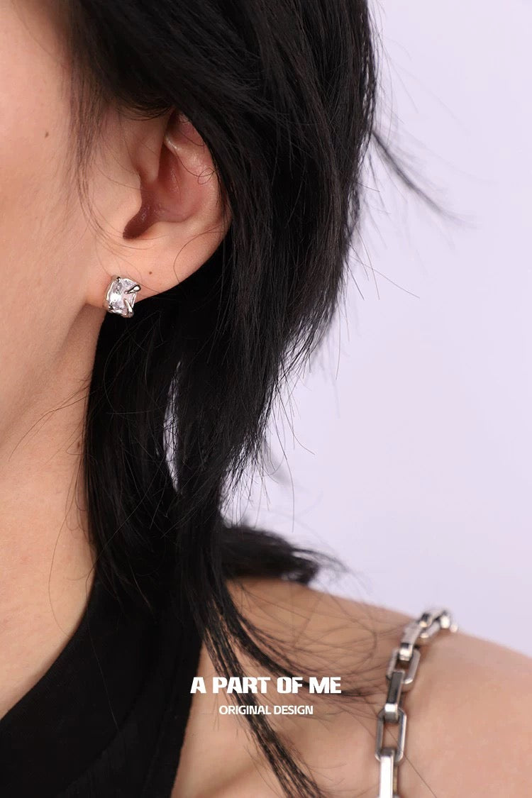 Touch S925 Sterling Silver Unisex Zircon Stud Earrings