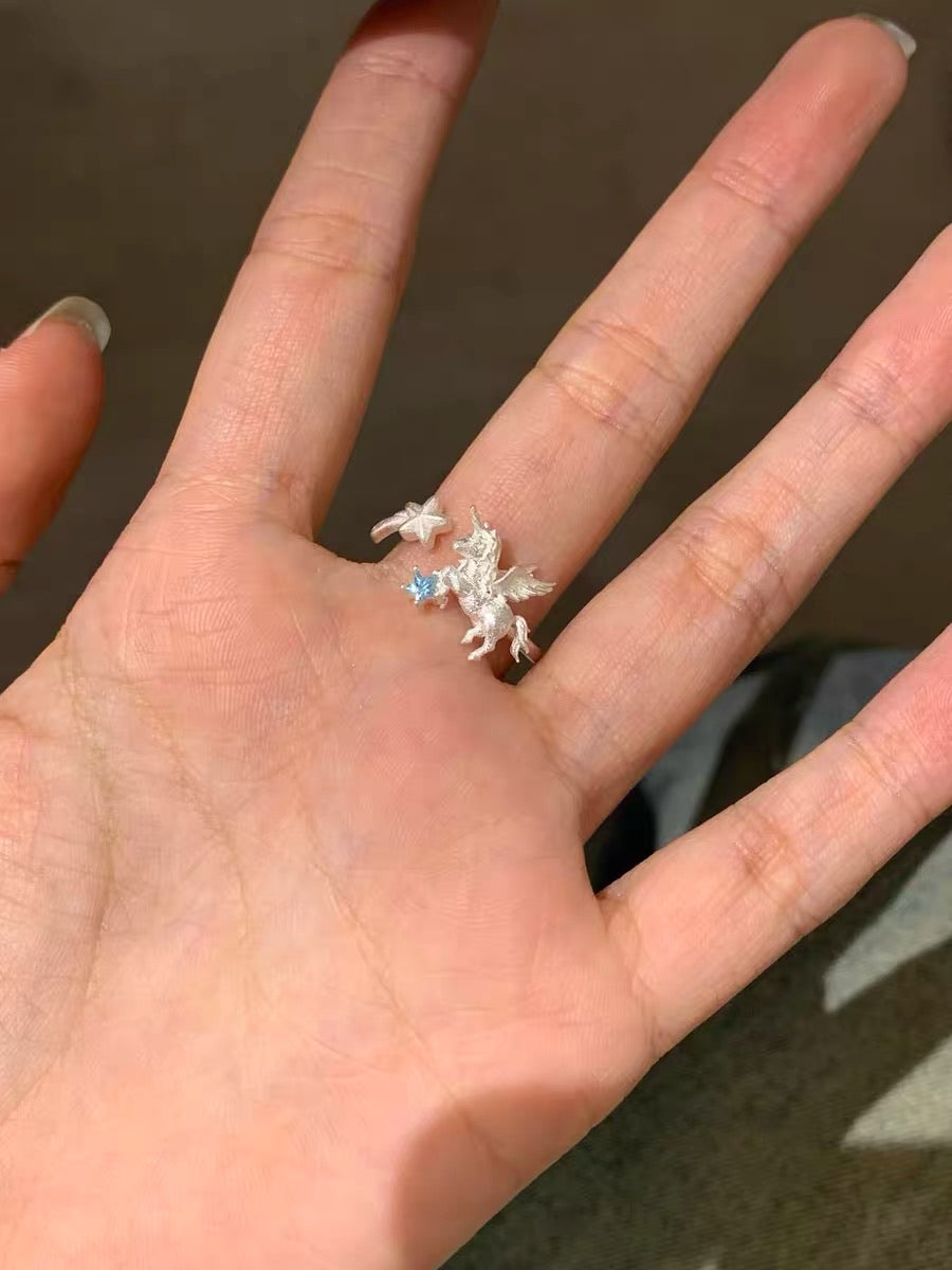 Unicorn Collection S925 Sterling Silver Adjustable Ring